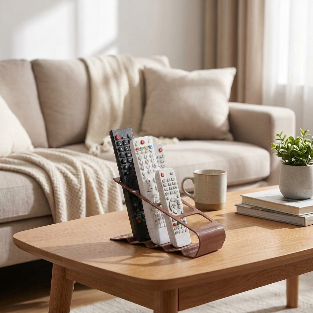 4 Compartment Remote Control Organizer - alternate angle with remotes