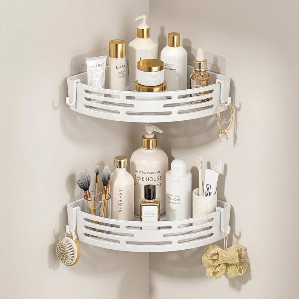 Modern Bathroom Corner Organizer Rack - clean studio product photo