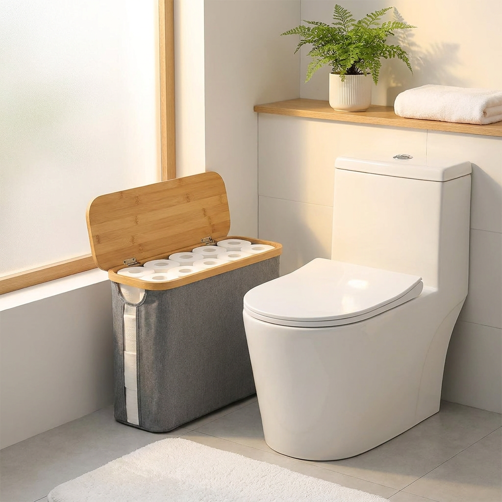 Bathroom Toilet Paper Storage Basket - lifestyle bathroom use