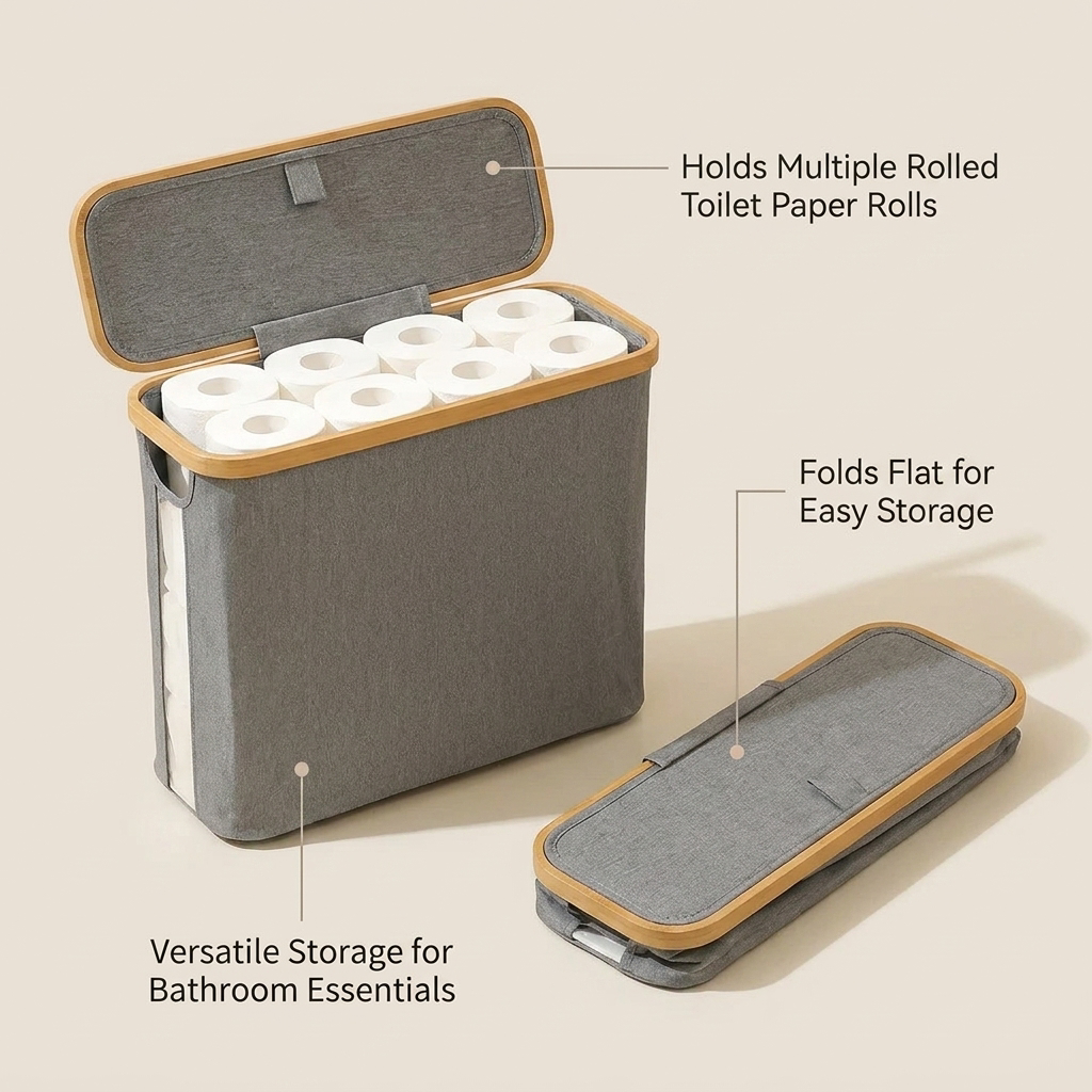 Bathroom Toilet Paper Storage Basket - capacity infographic