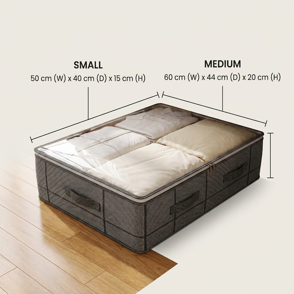Heavy-Duty Under-Bed Storage Bag - dimensions infographic
