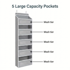 5-Shelf Hanging Storage Organizer - 5 pockets capacity infographic