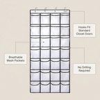 Over The Door Shoe Organizer - benefit callout infographic