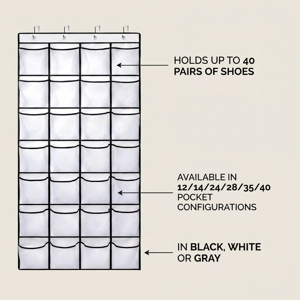 Over The Door Shoe Organizer - capacity infographic