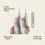 Plastic 9-Hole Foldable Hangers - benefit callout infographic