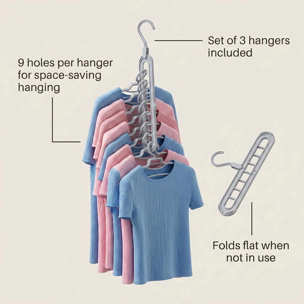 Plastic 9-Hole Foldable Hangers - capacity infographic