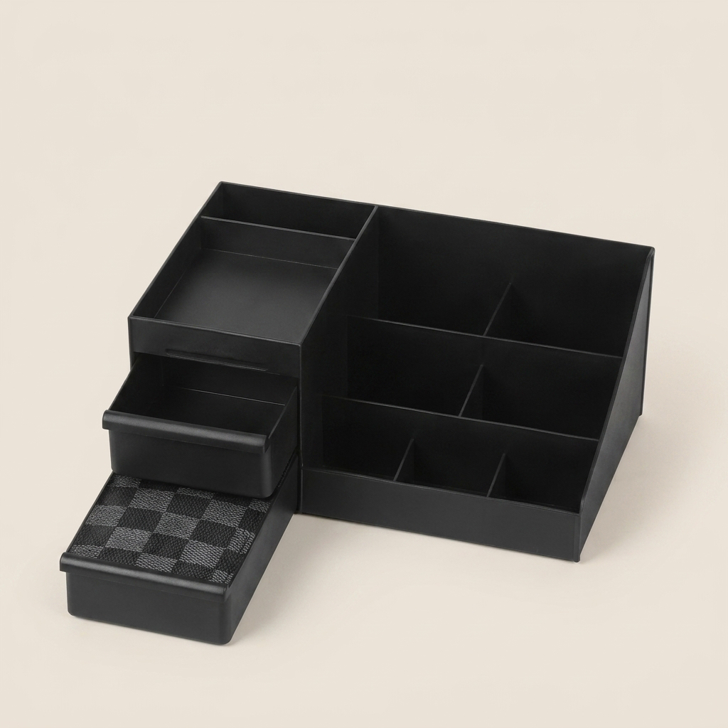 Bathroom Countertop Cologne Organizer With Drawers - clean studio product shot