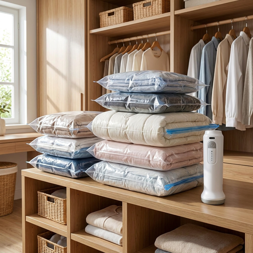 Vacuum Storage Bags 4pcs Set - closet in-use