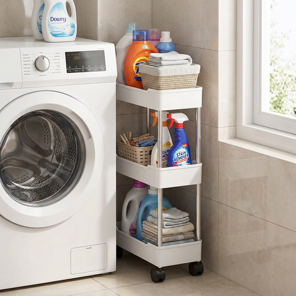 Slim Rolling Storage Cart 4 Tier - laundry room use