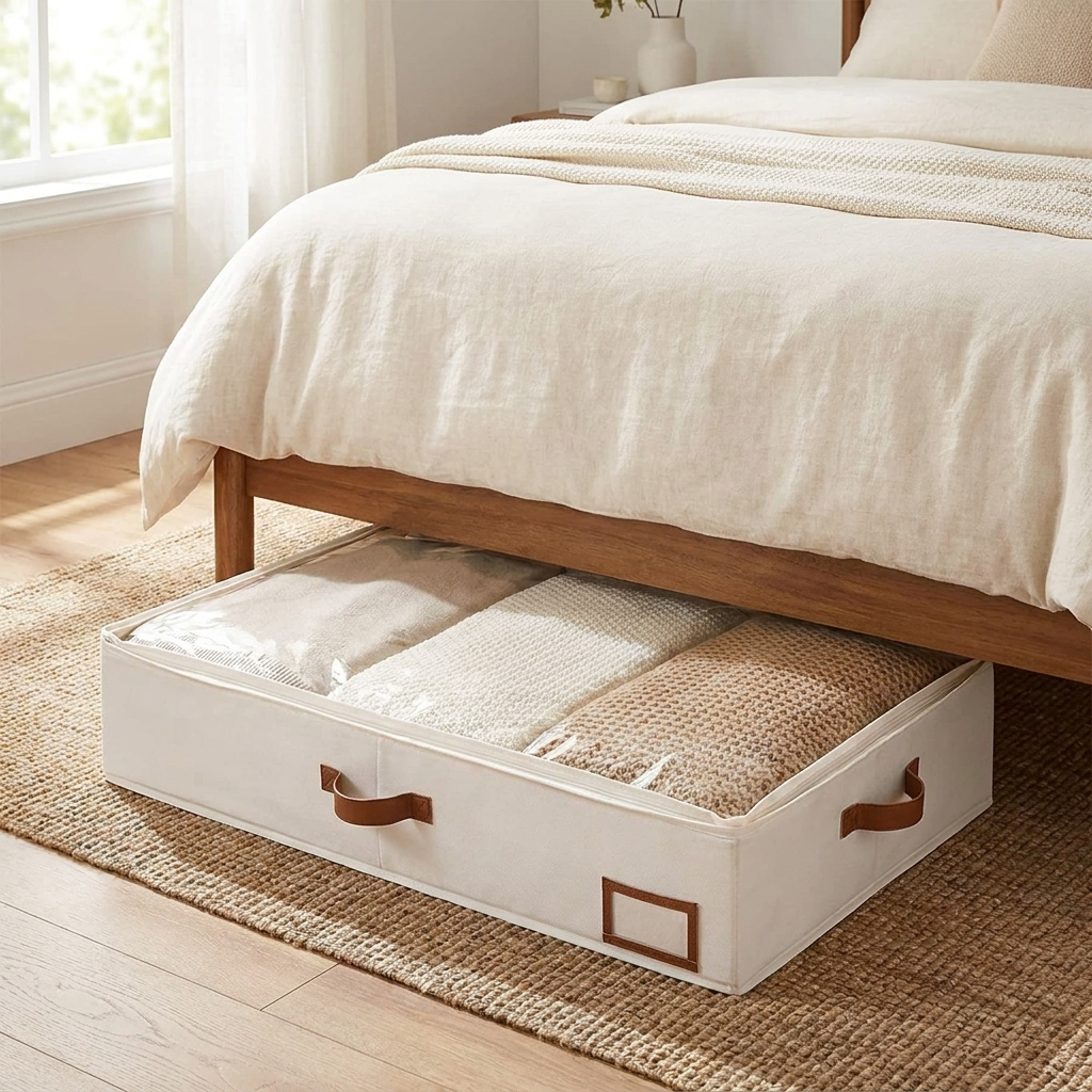 Foldable Underbed Organizer - under bed lifestyle with clear window