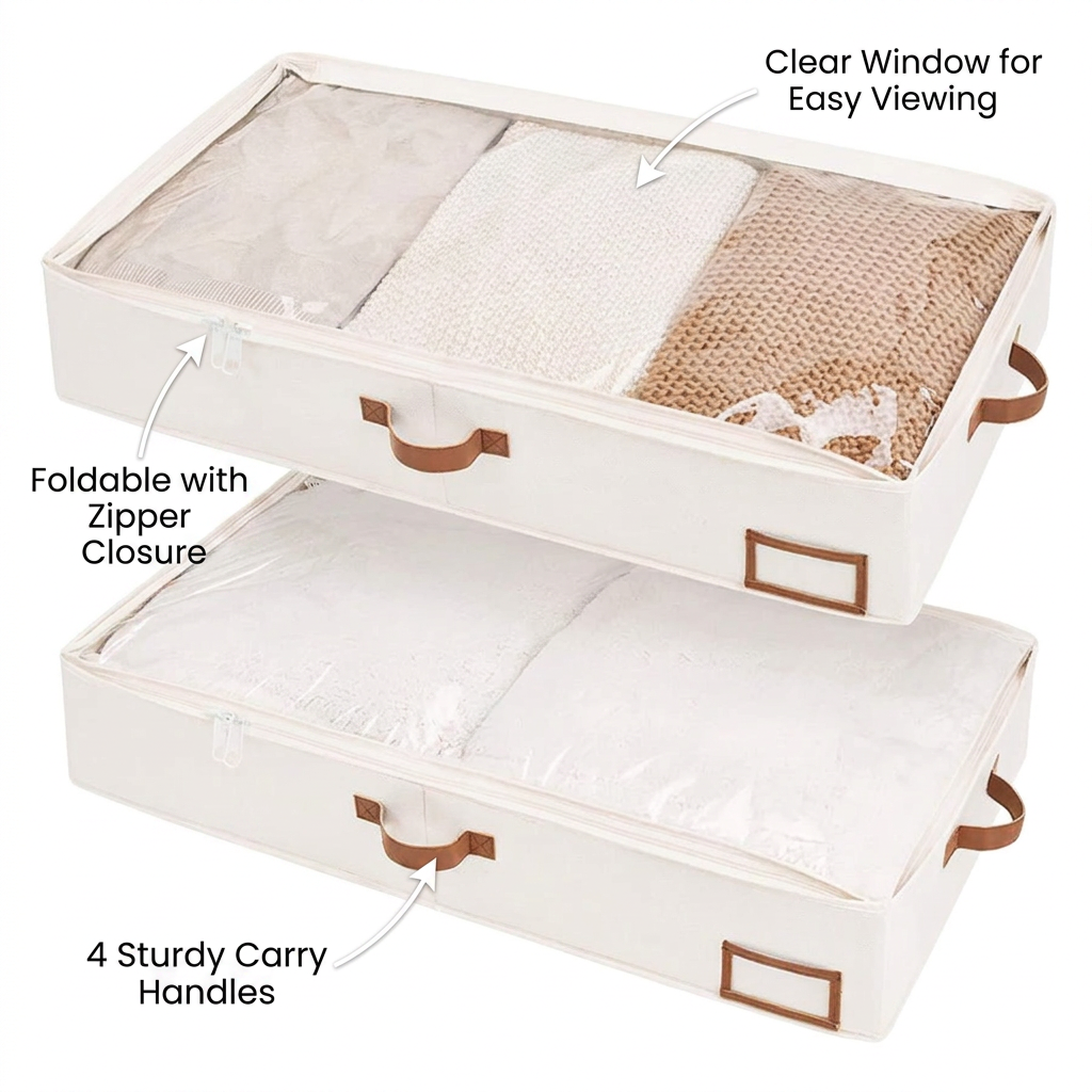 Foldable Underbed Organizer - key benefits infographic