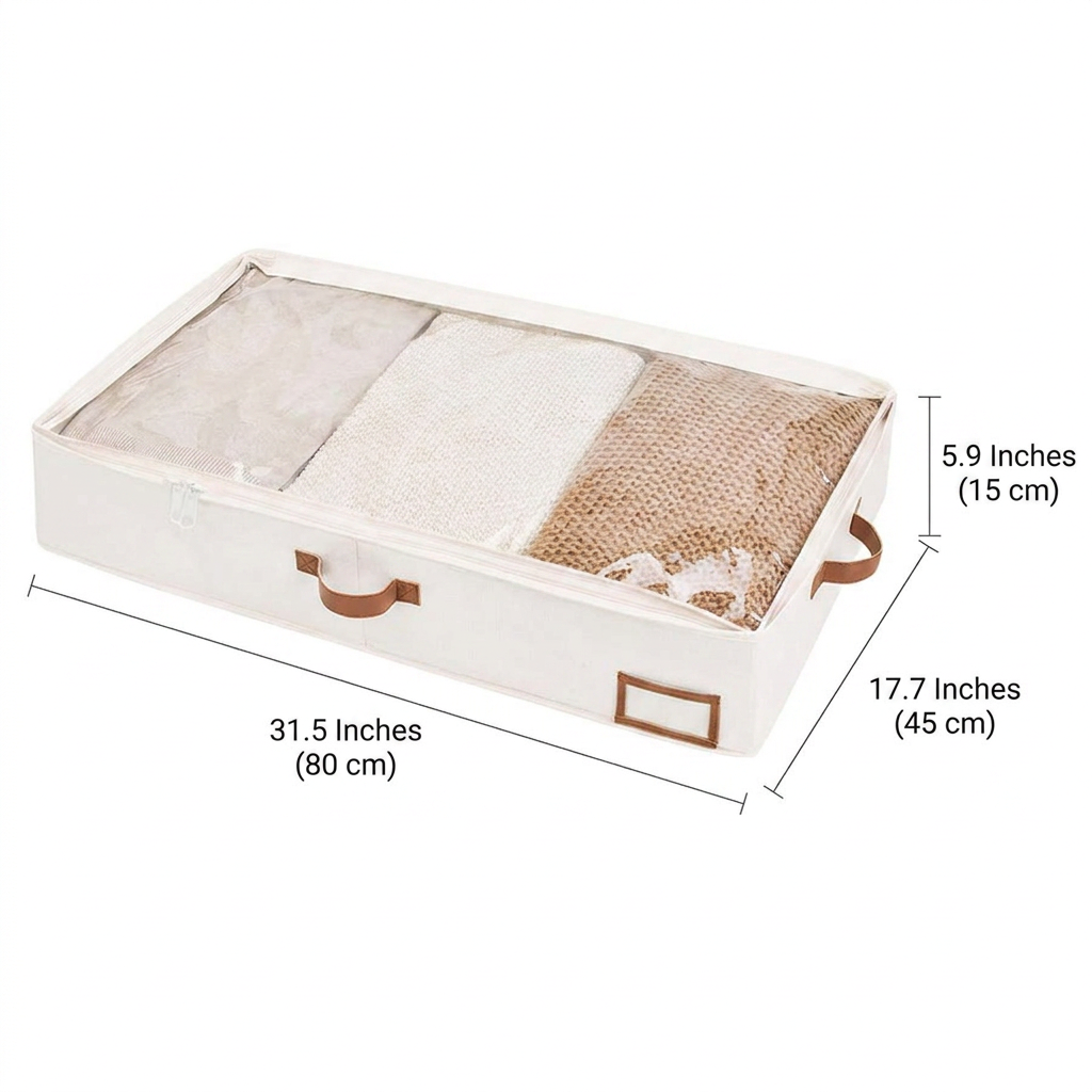 Foldable Underbed Organizer - dimensions infographic