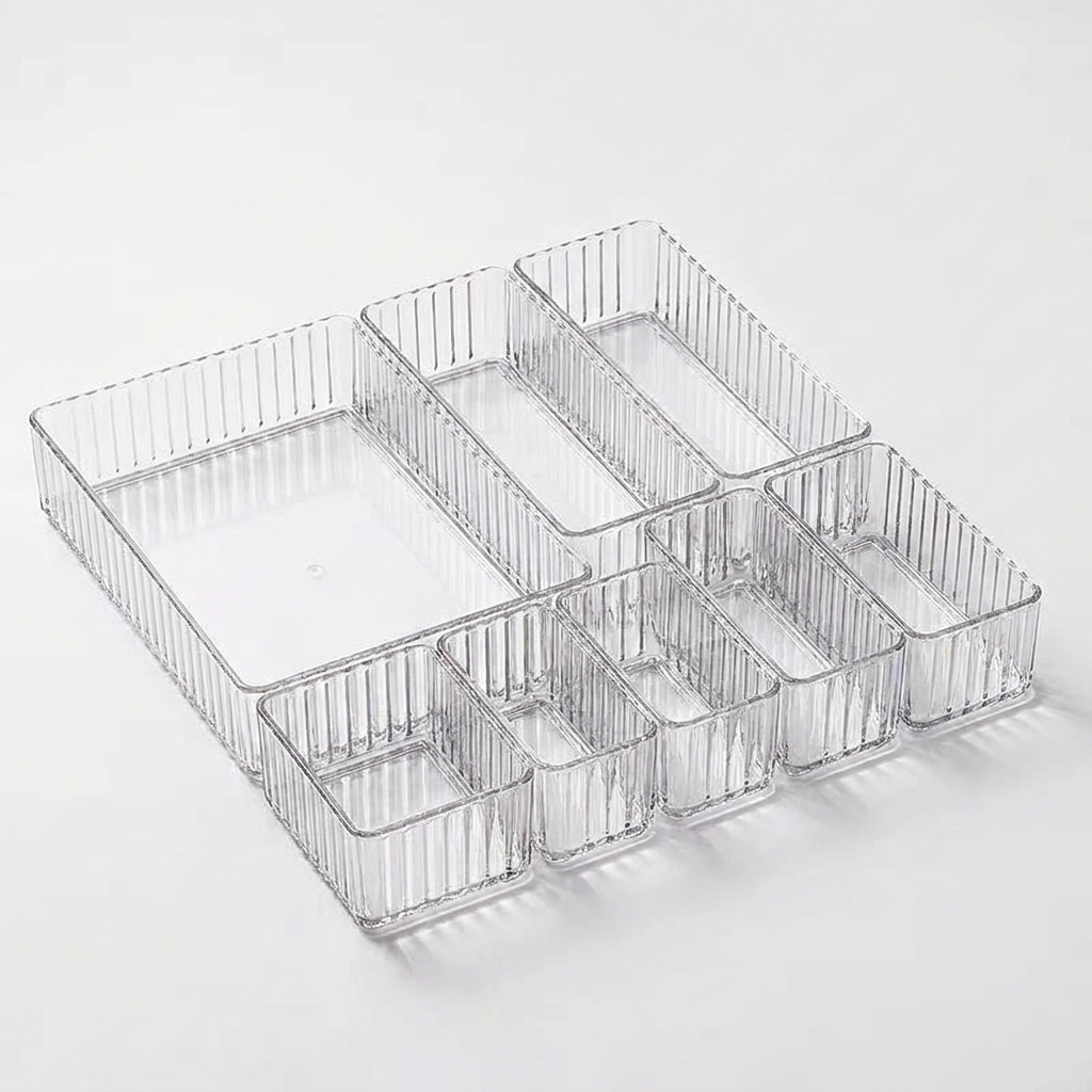 Transparent Modular Drawer Organizer Set - clean studio product photo