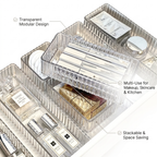 Transparent Modular Drawer Organizer Set - key benefits infographic