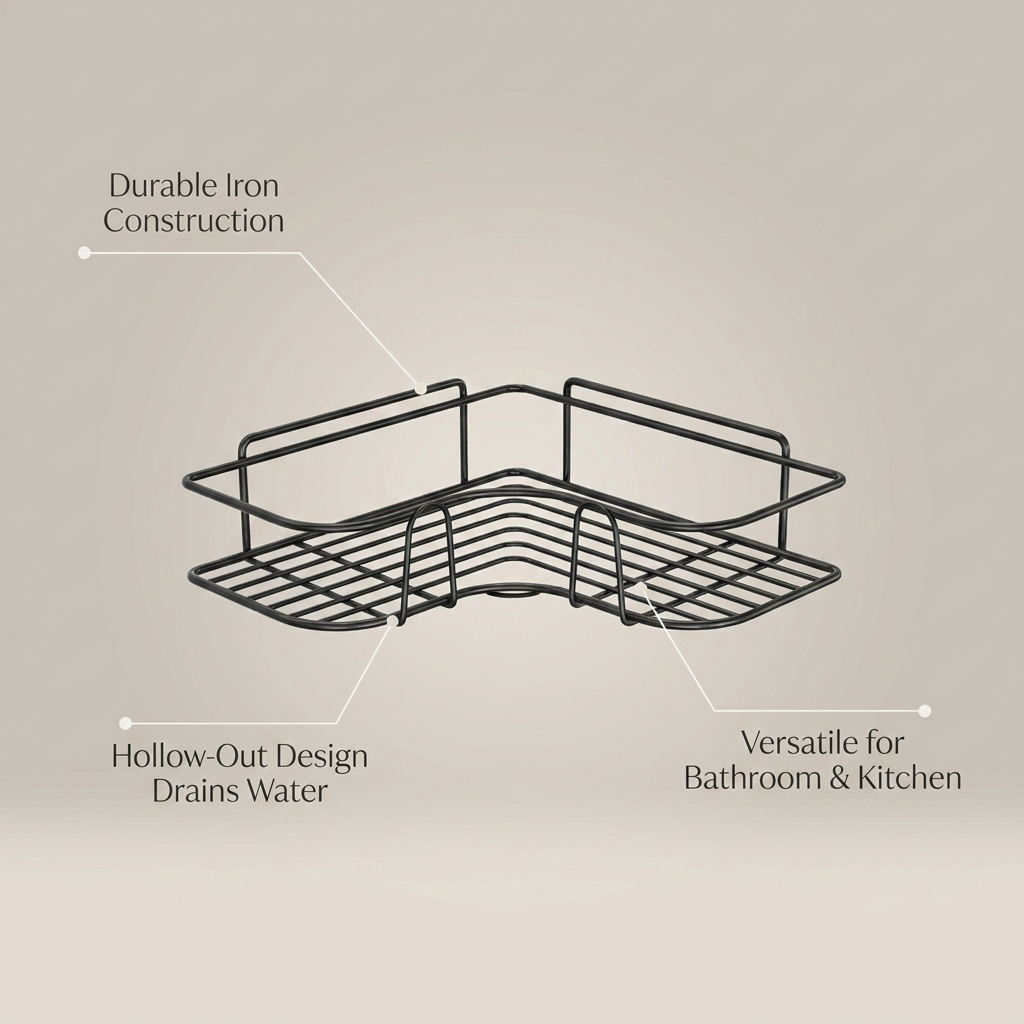 Floating Wall Shelf Metal Organizer - benefit callouts