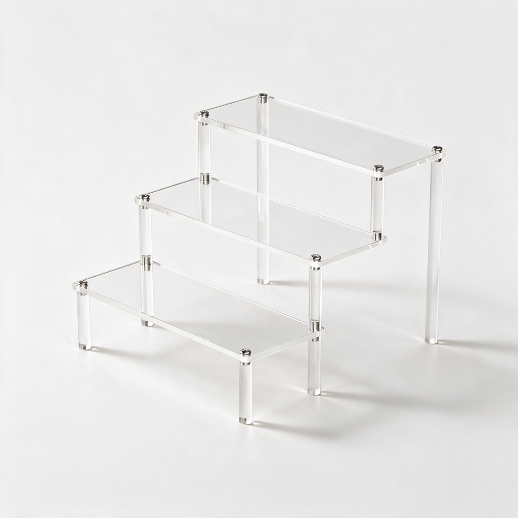 Acrylic Display Riser, Style A 3 Tier - clean studio product shot