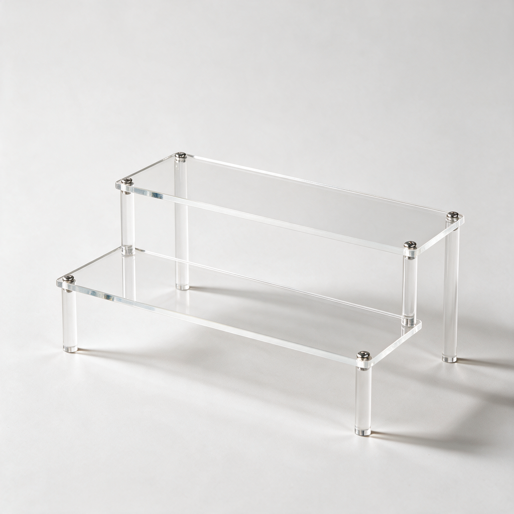 Acrylic Display Riser, Style B 2 Tier - clean studio product shot