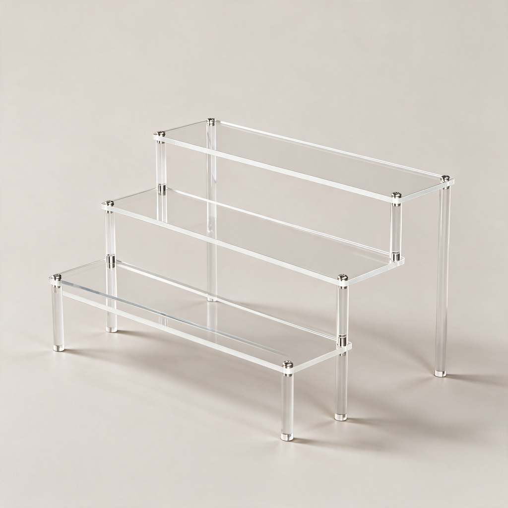 Acrylic Display Riser, Style B 3 Tier - clean studio product shot