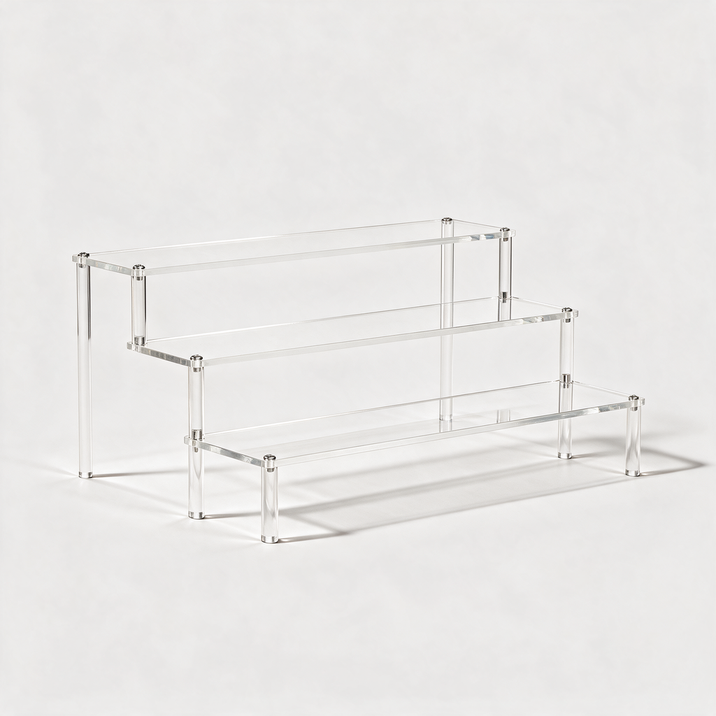 Acrylic Display Riser, Style C 3 Tier - clean studio product shot