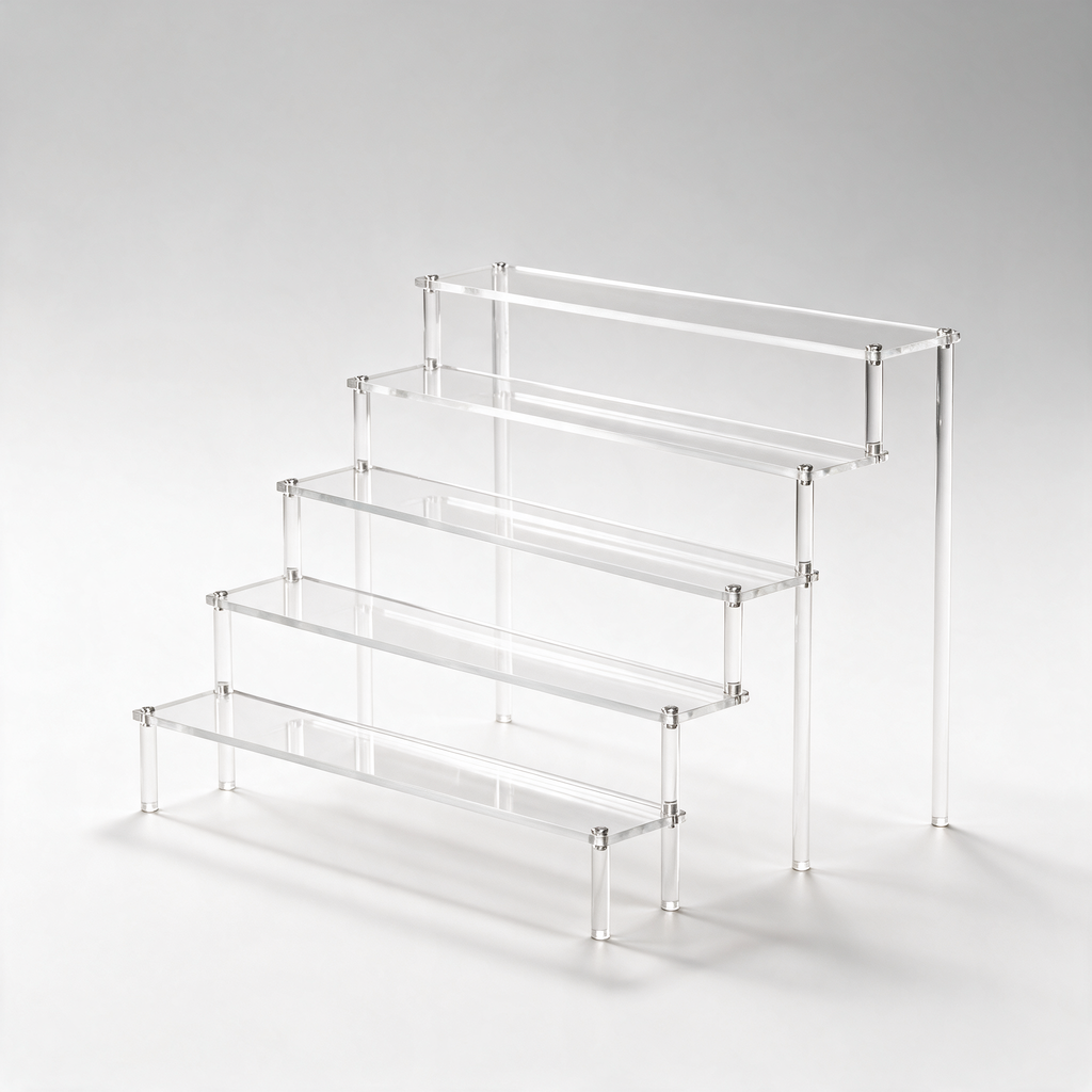 Acrylic Display Riser, Style C 5 Tier - clean studio product shot