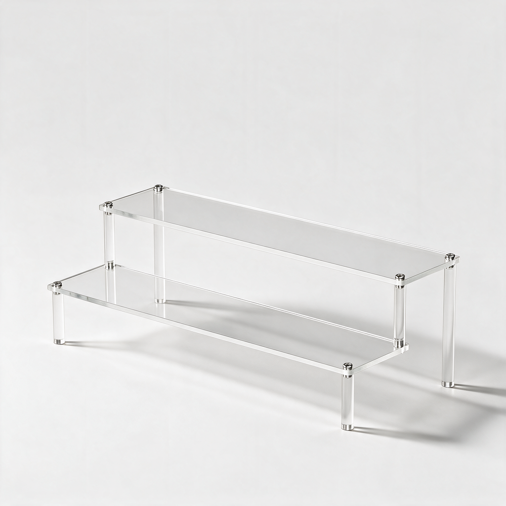 Acrylic Display Riser, Style C 2 Tier - clean studio product shot